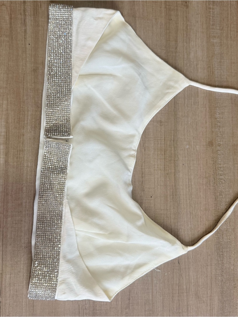 Zara White Crystal-Trim Crop Top